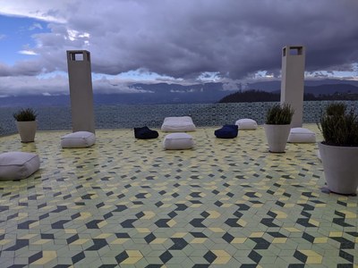 Modern designs in the rooftop social area 
