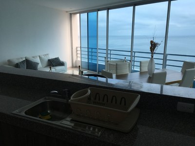 View Over Breakfast Bar to Ocean  