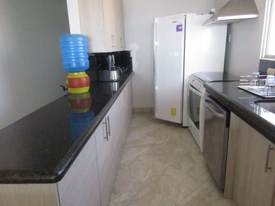  Long Kitchen With Side By Side Refrigerator. 