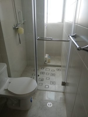 Glass Enclosed Shower In Guest Bathroom