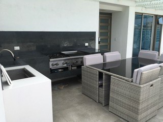 View Of Outdoor Kitchen From Jacuzzi