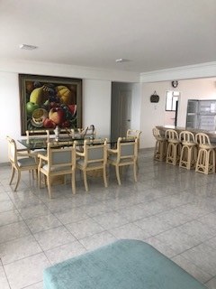 Dining Table And Entertainment Seating Bar in Kitchen