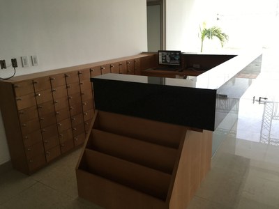 Front Desk Complete With Mailboxes And Magazine Rack