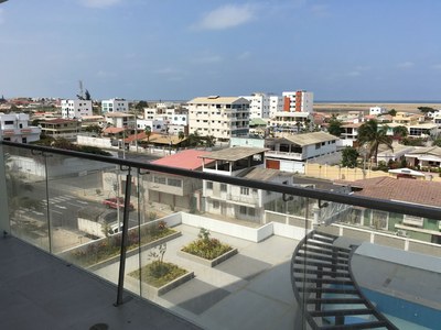   Balcony View Of City And Back Pool Area 