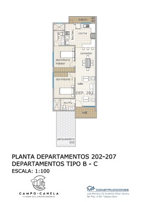 CAMPO CANELA Conjunto Residencial - Plano departamento tipo B-C - Departamento en venta en Tena - Ecuador